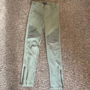 Green Skinny Moto Pants